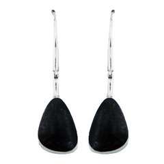 Silver Volcanic Lava Earrings Triangles On Hinged Sticks by BeYindi