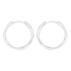 Flat Twist Silver Plated 925 Circle Hoop Earrings by BeYindi