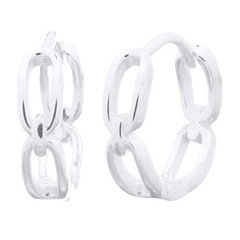 Rectangle Chain Silver Plated 925 Huggie Hoop Earrings by BeYindi