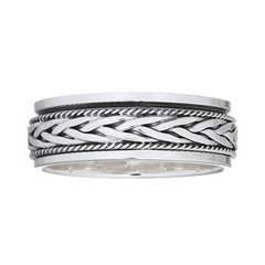Braided Strings Spinner 925 Sterling Silver Men Band Ring by BeYindi 
