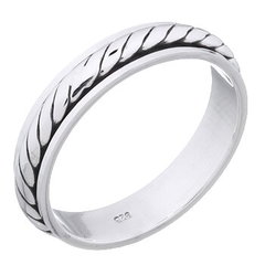Twisted Rope Spinner 925 Sterling Silver Men Band Ring by BeYindi