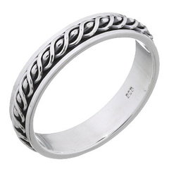 Braided Waves Spinner 925 Sterling Silver Men Band Ring by BeYindi