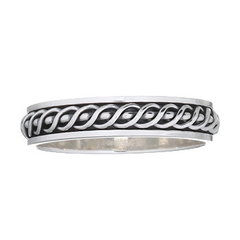 Braided Waves Spinner 925 Sterling Silver Men Band Ring by BeYindi 