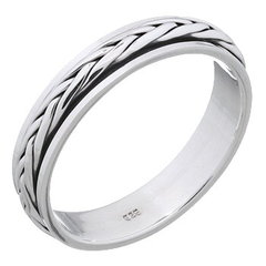 Braided Ropes Spinner 925 Sterling Silver Men Band Rings by BeYindi