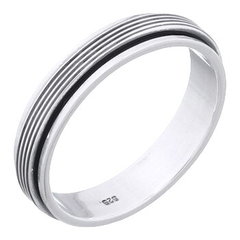 Parallel Lines Spinner 925 Sterling Silver Men Band Ring by BeYindi