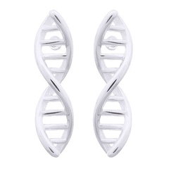 DNA Sign Stud Earrings Silver Plated 925 Silver by BeYindi