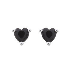 Minimalist Black CZ Heart Stud Silver Earrings by BeYindi
