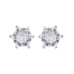 925 Silver Six MM Round White CZ Stud Earrings by BeYindi