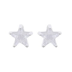 Pave Star Five MM White CZ Stud Earrings 925 Silver by BeYindi
