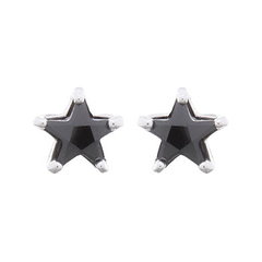 Pave Star Five MM Black CZ Stud Earrings 925 Silver by BeYindi