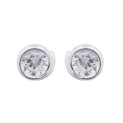 Sterling Silver Round Six MM White CZ Stud Earrings by BeYindi