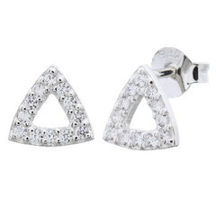 Cubic White Zirconia Triangle Sterling Silver Stud Earrings by BeYindi 