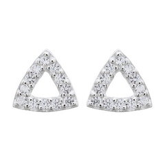 Cubic White Zirconia Triangle Sterling Silver Stud Earrings by BeYindi