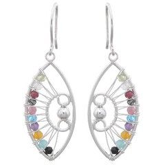 Multi-colored Stones Marquise Designed Dangle Silver Earrings by BeYindi
