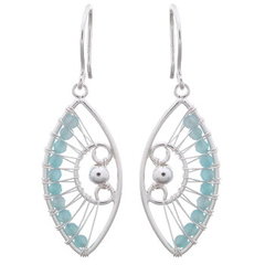 Amazonite Marquise Designed Dangle Silver Earrings by BeYindi