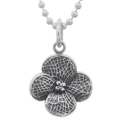 Ornate Four Petals Flower Oxidized 925 Silver Pendant by BeYindi