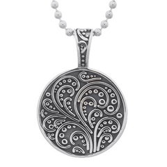 Detailed Paisley 925 Silver Disc Pendant by BeYindi