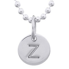 Engraved Initial "Z" Sterling Silver Disc Pendant by BeYindi