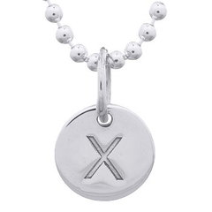 Engraved Initial "X" Sterling Silver Disc Pendant by BeYindi