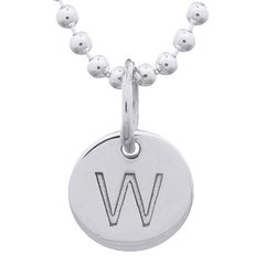Engraved Initial "W" Sterling Silver Disc Pendant by BeYindi