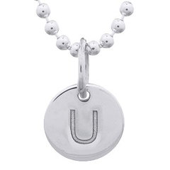 Engraved Initial "U" Sterling Silver Disc Pendant by BeYindi