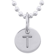 Engraved Initial "T" Sterling Silver Disc Pendant by BeYindi