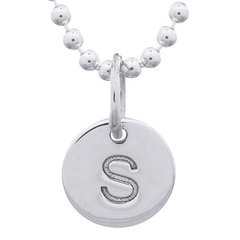 Engraved Initial "S" Sterling Silver Disc Pendant by BeYindi