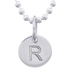 Engraved Initial "R" Sterling Silver Disc Pendant by BeYindi