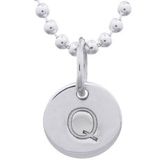Engraved Initial "Q" Sterling Silver Disc Pendant by BeYindi