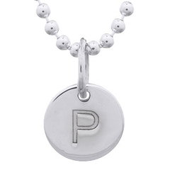 Engraved Initial "P" Sterling Silver Disc Pendant by BeYindi