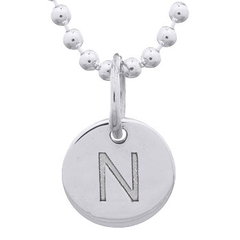Engraved Initial "N" Sterling Silver Disc Pendant by BeYindi