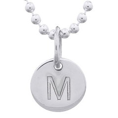 Engraved Initial "M" Sterling Silver Disc Pendant by BeYindi