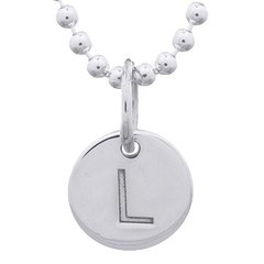 Engraved Initial "L" Sterling Silver Disc Pendant by BeYindi