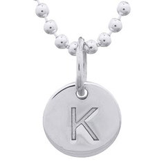 Engraved Initial "K" Sterling Silver Disc Pendant by BeYindi