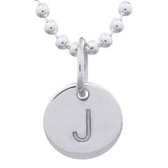 Engraved Initial "J" Sterling Silver Disc Pendant by BeYindi
