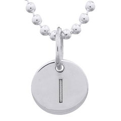 Engraved Initial "I" Sterling Silver Disc Pendant by BeYindi