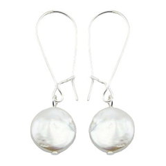 White Freshwater Pearl Drop Earrings On 925 Silver Wire by BeYindi
