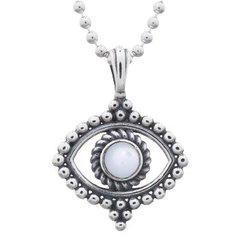Extraordinary Figured Evil Eye Mother Of Pearl Silver Pendant by BeYindi