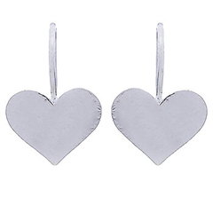 Brushed Polished Flat Sterling Silver Heart Drop Earrings by BeYindi