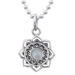Mandala flower With Mother Of Pearl Pendant 925 Silver by BeYindi