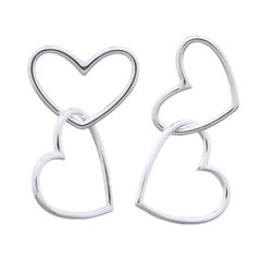 Hanging Heart Drop 925 Silver Stud Earrings by BeYindi
