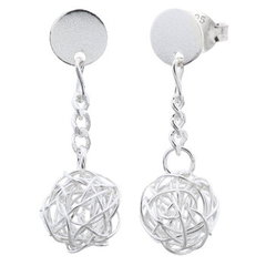 Tangled Wire ball Charm Stud Earrings 925 Silver by BeYindi 