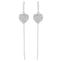 Heart Tangled Flat Wires 925 Silver Threader Earrings by BeYindi