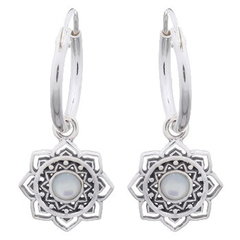 925 Silver Endearing Mandala Flower With MOP Earrings by BeYindi