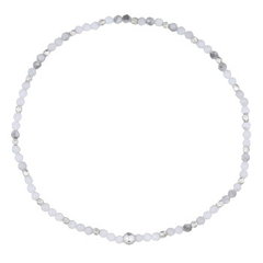 White Howlite Stone Stretchable Silver Bracelet by BeYindi