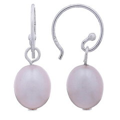 Sterling Silver Freshwater Pink Pearl Dangle Earrings by BeYindi
