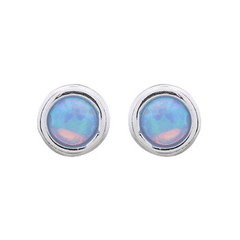 Minimalist Blue Opal Stud 925 Silver Earrings by BeYindi