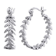 Laurel Leaf Hoop Earrings 925 Sterling Silver by BeYindi