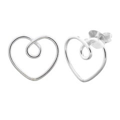 Heart Tie Knot 925 Silver Stud Earrings by BeYindi 