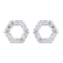 Hexagon Shape Cubic Zirconia 925 Silver Stud Earrings by BeYindi